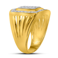 Load image into Gallery viewer, 10kt Yellow Gold Mens Round Diamond Square Cluster Ring 1/2 Cttw
