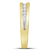 Load image into Gallery viewer, 10kt Two-tone Gold His Hers Round Diamond Cluster Matching Wedding Set 5/8 Cttw
