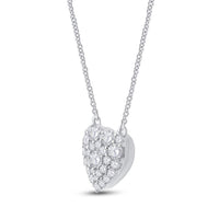 Load image into Gallery viewer, 10kt White Gold Womens Round Diamond Heart Necklace 1/2 Cttw
