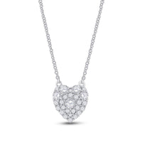 Load image into Gallery viewer, 10kt White Gold Womens Round Diamond Heart Necklace 1/2 Cttw
