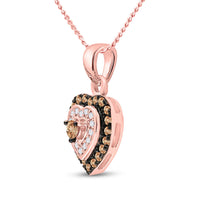 Load image into Gallery viewer, 10kt Rose Gold Womens Round Brown Diamond Heart Pendant 1/3 Cttw
