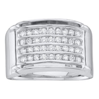 Load image into Gallery viewer, 10kt White Gold Mens Round Diamond 4-Row Band Ring 1/2 Cttw
