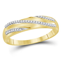 Load image into Gallery viewer, 10kt Yellow Gold His Hers Round Diamond Cluster Matching Wedding Set 3/8 Cttw
