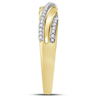 Load image into Gallery viewer, 10kt Yellow Gold His Hers Round Diamond Cluster Matching Wedding Set 3/8 Cttw
