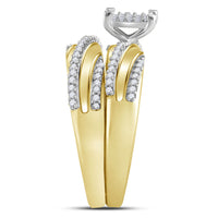 Load image into Gallery viewer, 10kt Yellow Gold His Hers Round Diamond Cluster Matching Wedding Set 3/8 Cttw
