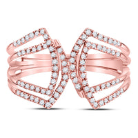 Load image into Gallery viewer, 10kt Rose Gold Womens Round Diamond Modern Fashion Band Ring 1/4 Cttw
