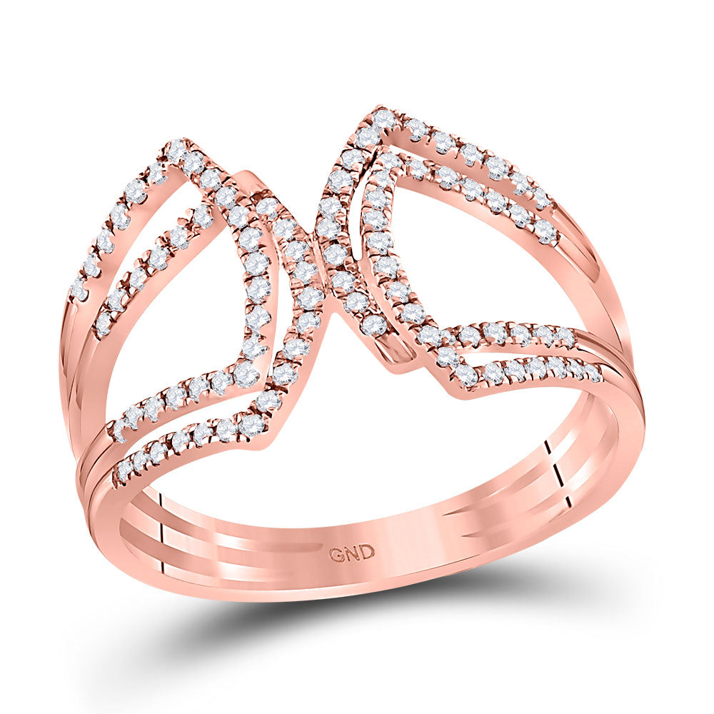 10kt Rose Gold Womens Round Diamond Modern Fashion Band Ring 1/4 Cttw