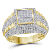 Load image into Gallery viewer, 10kt Yellow Gold Mens Round Diamond Square Cluster Ring 1-1/3 Cttw
