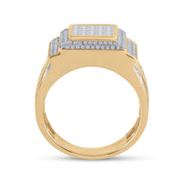 Load image into Gallery viewer, 10kt Yellow Gold Mens Princess Diamond Square Cluster Ring 1-5/8 Cttw
