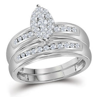 Load image into Gallery viewer, 10kt White Gold His Hers Round Diamond Cluster Matching Wedding Set 3/4 Cttw
