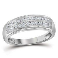 Load image into Gallery viewer, 10kt White Gold His Hers Round Diamond Cluster Matching Wedding Set 3/4 Cttw
