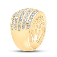 Load image into Gallery viewer, 10kt Yellow Gold Womens Round Diamond Five Row Band Ring 2 Cttw
