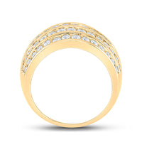Load image into Gallery viewer, 10kt Yellow Gold Womens Round Diamond Five Row Band Ring 2 Cttw
