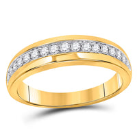 Load image into Gallery viewer, 14kt Yellow Gold His Hers Round Diamond Square Matching Wedding Set 1-1/5 Cttw
