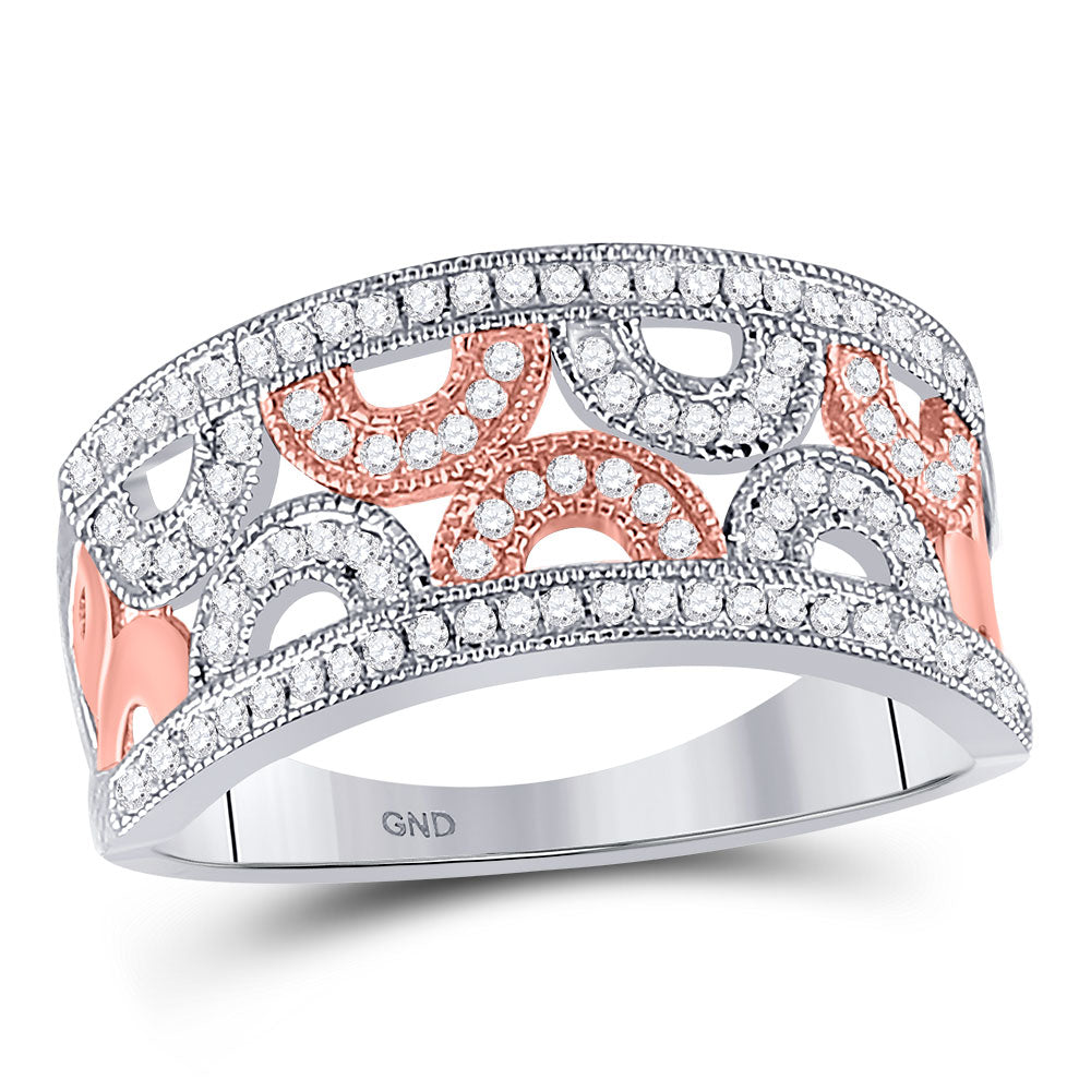 10kt Two-tone Gold Womens Round Diamond Band Ring 1/3 Cttw