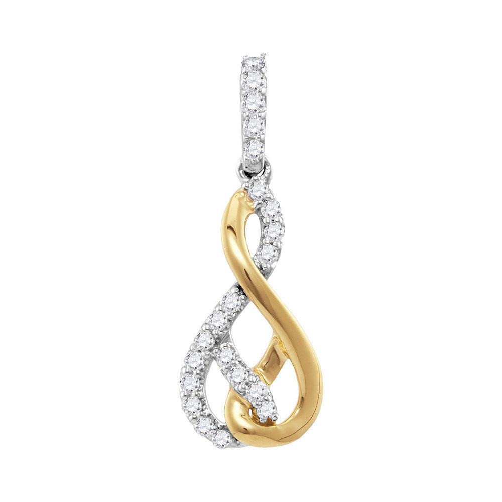 10kt Two-tone Gold Womens Round Diamond Fashion Pendant 1/3 Cttw