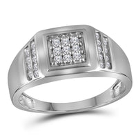 Load image into Gallery viewer, 10kt White Gold Mens Round Diamond Square Cluster Ring 1/4 Cttw
