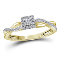 Load image into Gallery viewer, 10kt Yellow Gold Womens Round Diamond Solitaire Promise Ring 1/5 Cttw

