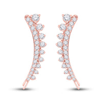 Load image into Gallery viewer, 10kt Yellow Gold Womens Round Diamond Climber Earrings 1 Cttw
