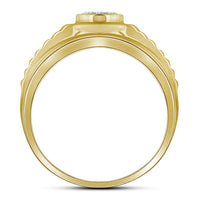Load image into Gallery viewer, 10kt Yellow Gold Mens Round Diamond Ribbed Cluster Ring 1/2 Cttw
