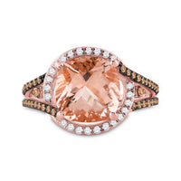 Load image into Gallery viewer, 14kt Rose Gold Womens Cushion Morganite Diamond Solitaire Ring 4 Cttw

