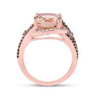 Load image into Gallery viewer, 14kt Rose Gold Womens Cushion Morganite Diamond Solitaire Ring 4 Cttw

