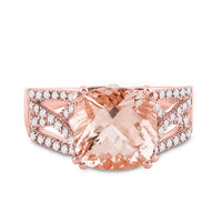Load image into Gallery viewer, 14kt Rose Gold Womens Cushion Morganite Diamond Solitaire Ring 4 Cttw
