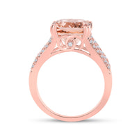 Load image into Gallery viewer, 14kt Rose Gold Womens Cushion Morganite Diamond Solitaire Ring 4 Cttw
