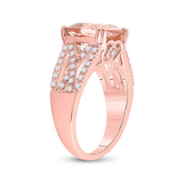Load image into Gallery viewer, 14kt Rose Gold Womens Cushion Morganite Diamond Solitaire Ring 4 Cttw
