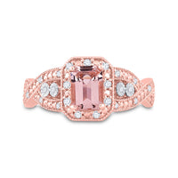 Load image into Gallery viewer, 10kt Rose Gold Womens Emerald Morganite Solitaire Bridal Wedding Engagement Ring 1-1/5 Cttw
