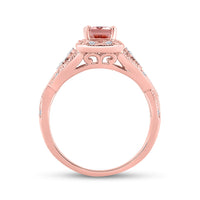 Load image into Gallery viewer, 10kt Rose Gold Womens Emerald Morganite Solitaire Bridal Wedding Engagement Ring 1-1/5 Cttw
