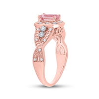 Load image into Gallery viewer, 10kt Rose Gold Womens Emerald Morganite Solitaire Bridal Wedding Engagement Ring 1-1/5 Cttw
