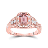 Load image into Gallery viewer, 10kt Rose Gold Womens Emerald Morganite Solitaire Bridal Wedding Engagement Ring 1-1/5 Cttw
