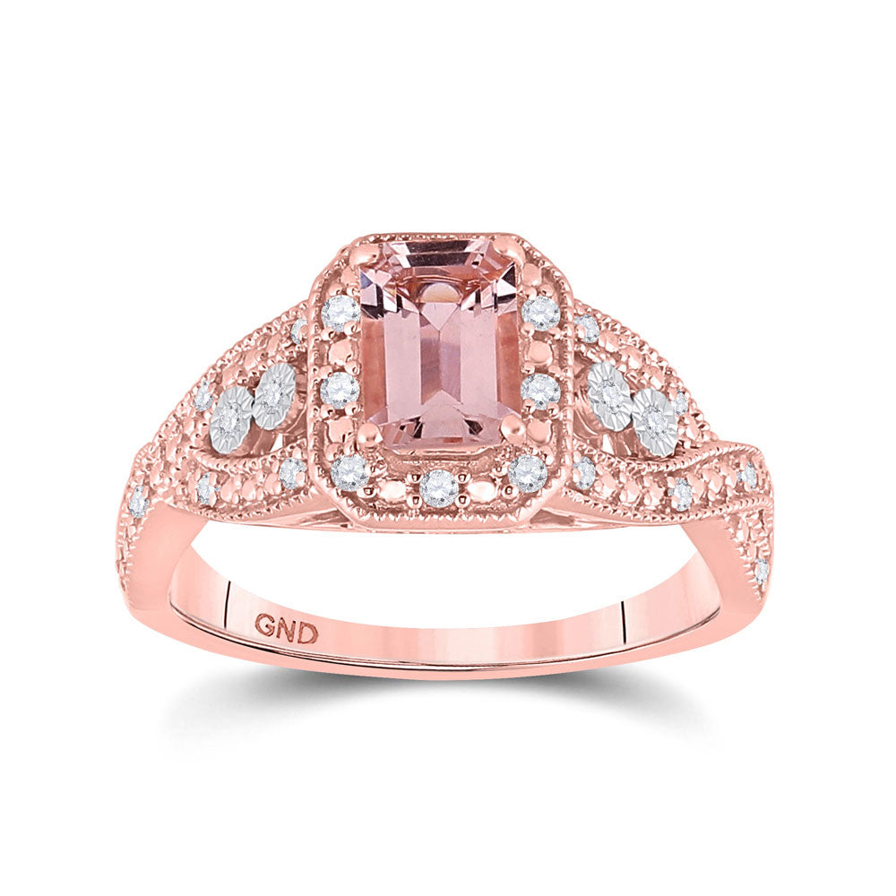 10kt Rose Gold Womens Emerald Morganite Solitaire Bridal Wedding Engagement Ring 1-1/5 Cttw