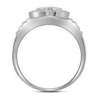 Load image into Gallery viewer, 10kt White Gold Mens Round Diamond Ribbed Circle Cluster Ring 7/8 Cttw
