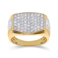 Load image into Gallery viewer, 10kt Yellow Gold Mens Radiant Diamond Cluster Ring 2 Cttw
