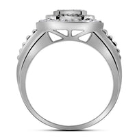 Load image into Gallery viewer, 10kt White Gold Mens Round Diamond Square Ribbed Cluster Ring 3/4 Cttw
