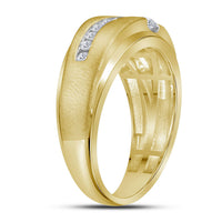 Load image into Gallery viewer, 10kt Brush Finished Yellow Gold Mens Round Diamond Wedding Band Ring 5/8 Cttw
