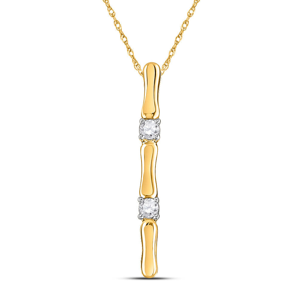 10kt Yellow Gold Womens Round Diamond Vertical Bar Necklace 1/10 Cttw