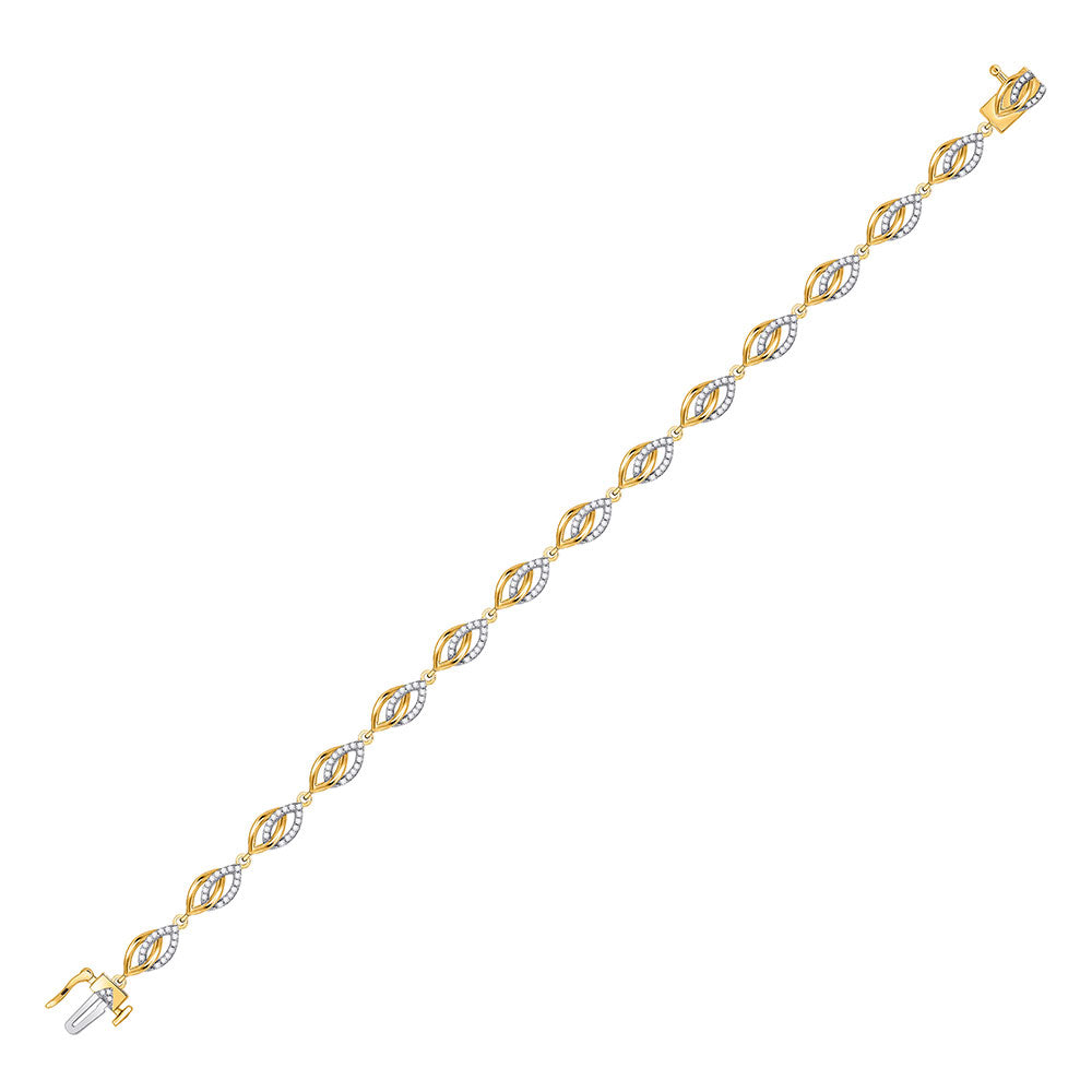 10kt Yellow Gold Womens Round Diamond Fashion Bracelet 1/2 Cttw