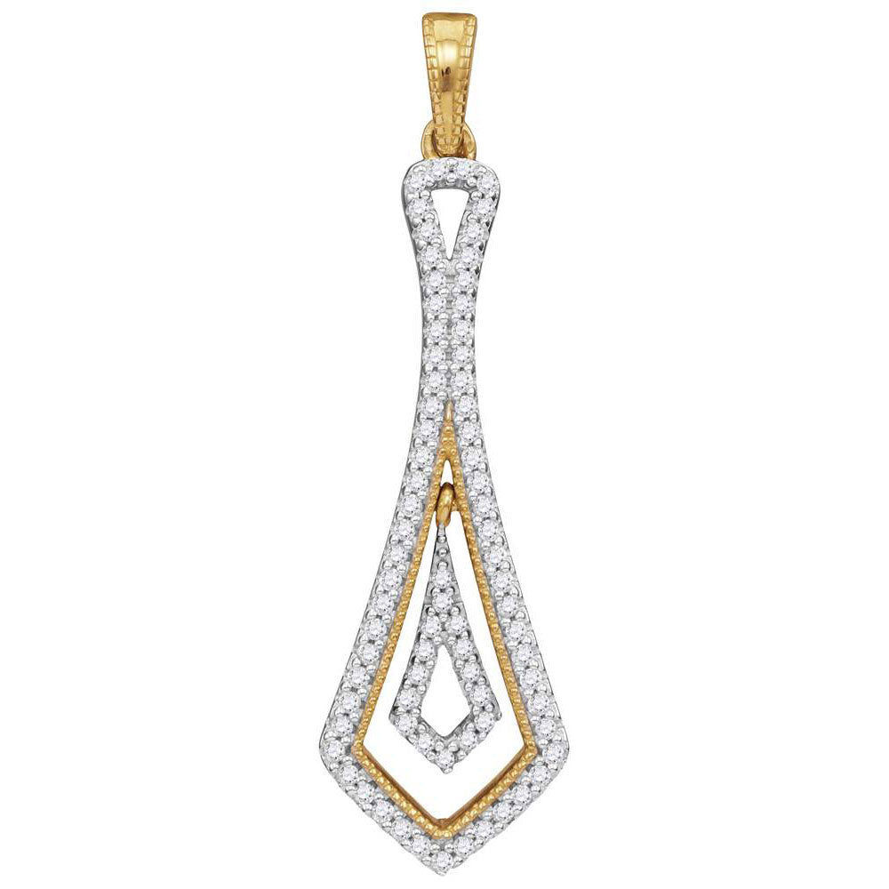 10kt Yellow Gold Womens Round Diamond Geometric Fashion Pendant 1/4 Cttw