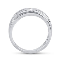 Load image into Gallery viewer, 10kt White Gold Mens Princess Diamond Wedding 2-Stone Band Ring 1/2 Cttw

