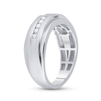 Load image into Gallery viewer, 10kt White Gold Mens Princess Diamond Wedding 2-Stone Band Ring 1/2 Cttw
