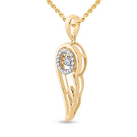 Load image into Gallery viewer, 10kt Yellow Gold Womens Round Diamond Wing Moving Twinkle Pendant 1/10 Cttw
