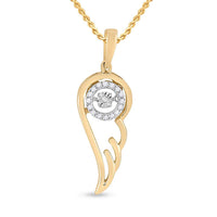 Load image into Gallery viewer, 10kt Yellow Gold Womens Round Diamond Wing Moving Twinkle Pendant 1/10 Cttw
