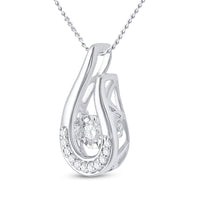 Load image into Gallery viewer, 10kt White Gold Womens Round Diamond Moving Teardrop Solitaire Pendant 1/10 Cttw
