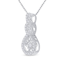 Load image into Gallery viewer, 10kt White Gold Womens Round Diamond Moving Teardrop Pendant 1/3 Cttw
