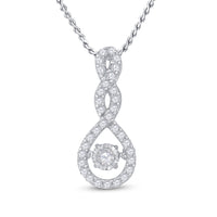 Load image into Gallery viewer, 10kt White Gold Womens Round Diamond Moving Teardrop Pendant 1/3 Cttw
