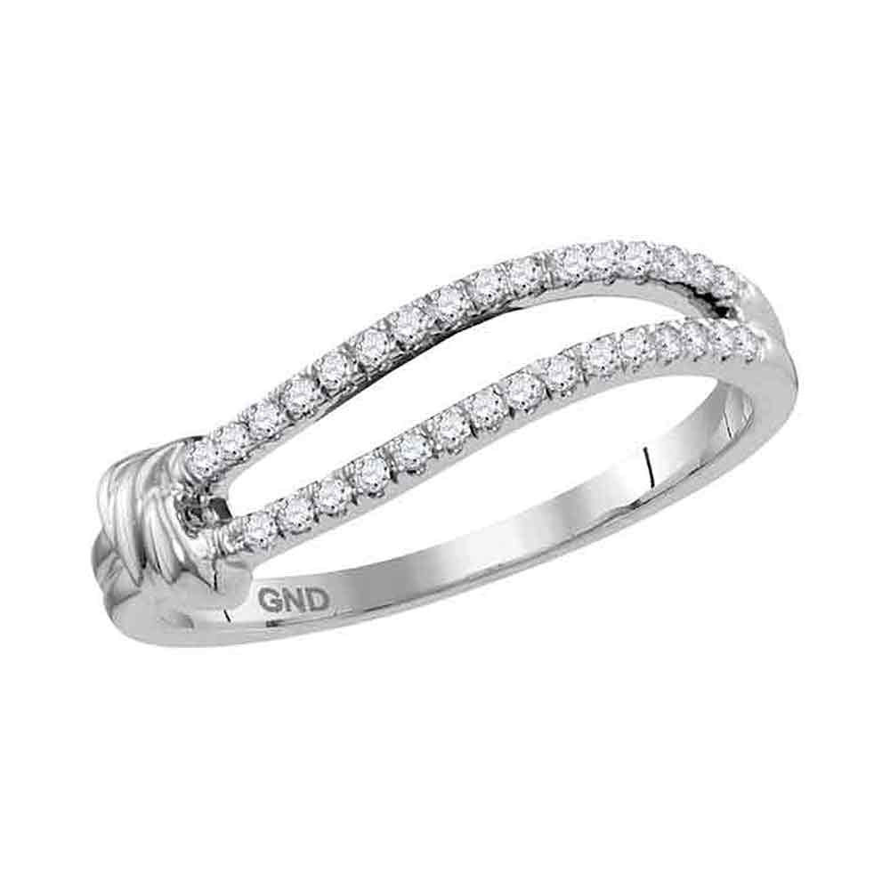 10kt White Gold Womens Round Diamond Split Fashion Ring 1/6 Cttw