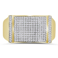 Load image into Gallery viewer, 10kt Yellow Gold Mens Round Diamond Rectangle Cluster Ring 1/2 Cttw
